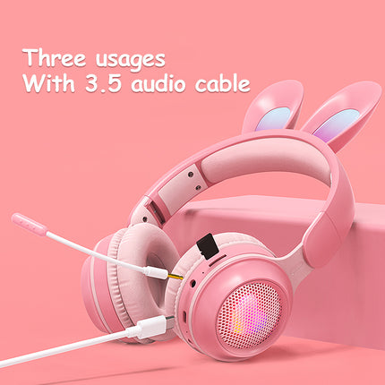 Rabbit sports headphones gamings Luminous Extendable Wheat Headphones