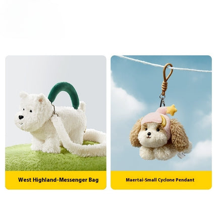 Babycare Plush West Highland Puppy Schnauzer Doll Bag Keychain Pendant